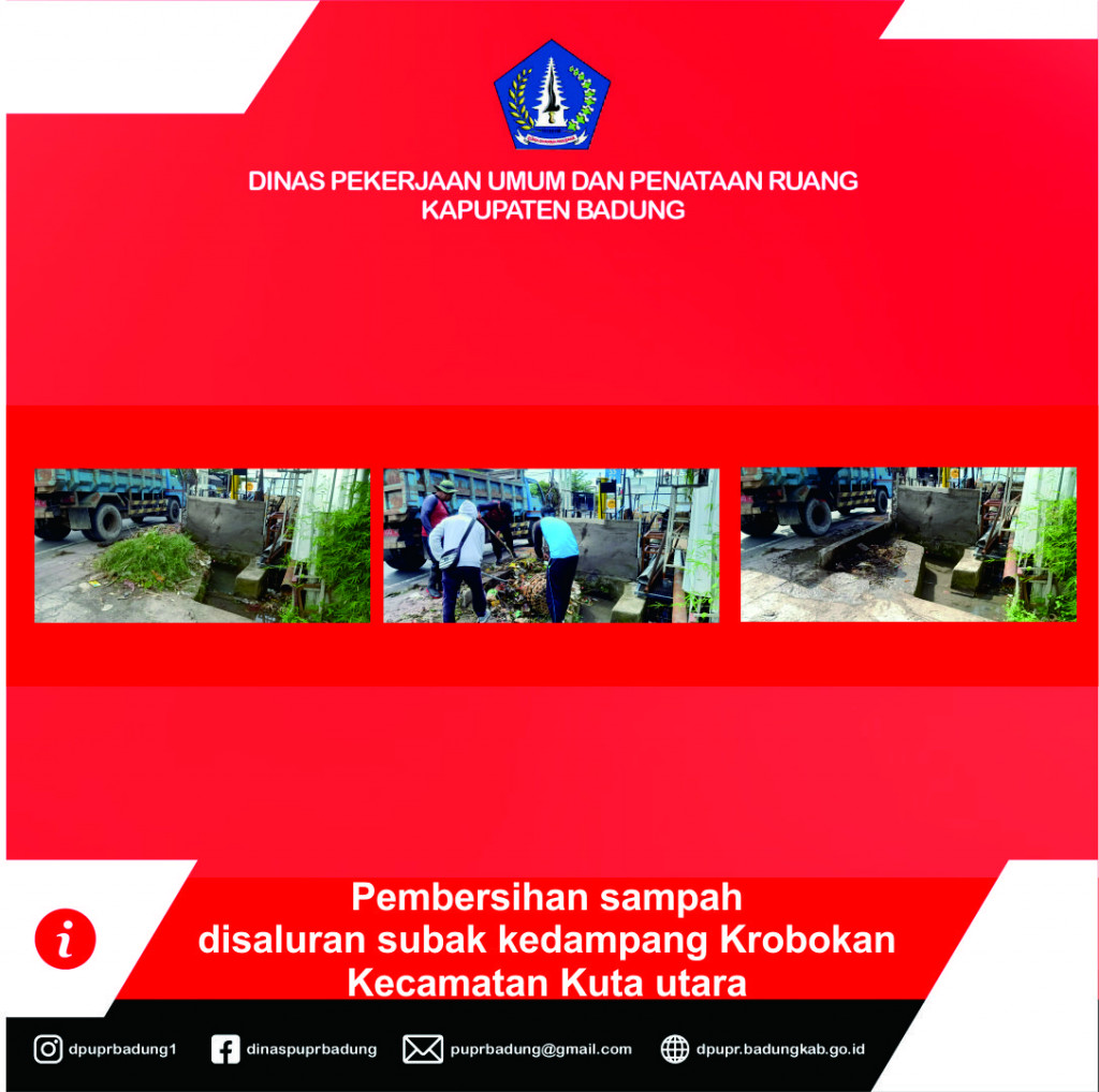 Pembersihan sampah disaluran subak kedampang Krobokan Kecamatan Kuta utara